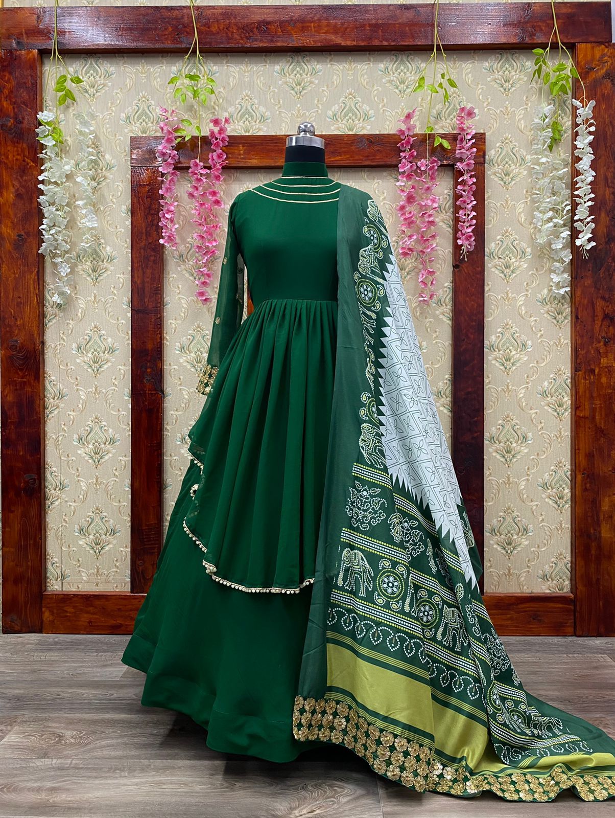 Buy VKARAN Women Green Embroidered Georgette Gown Dress Online at Best  Prices in India - JioMart.