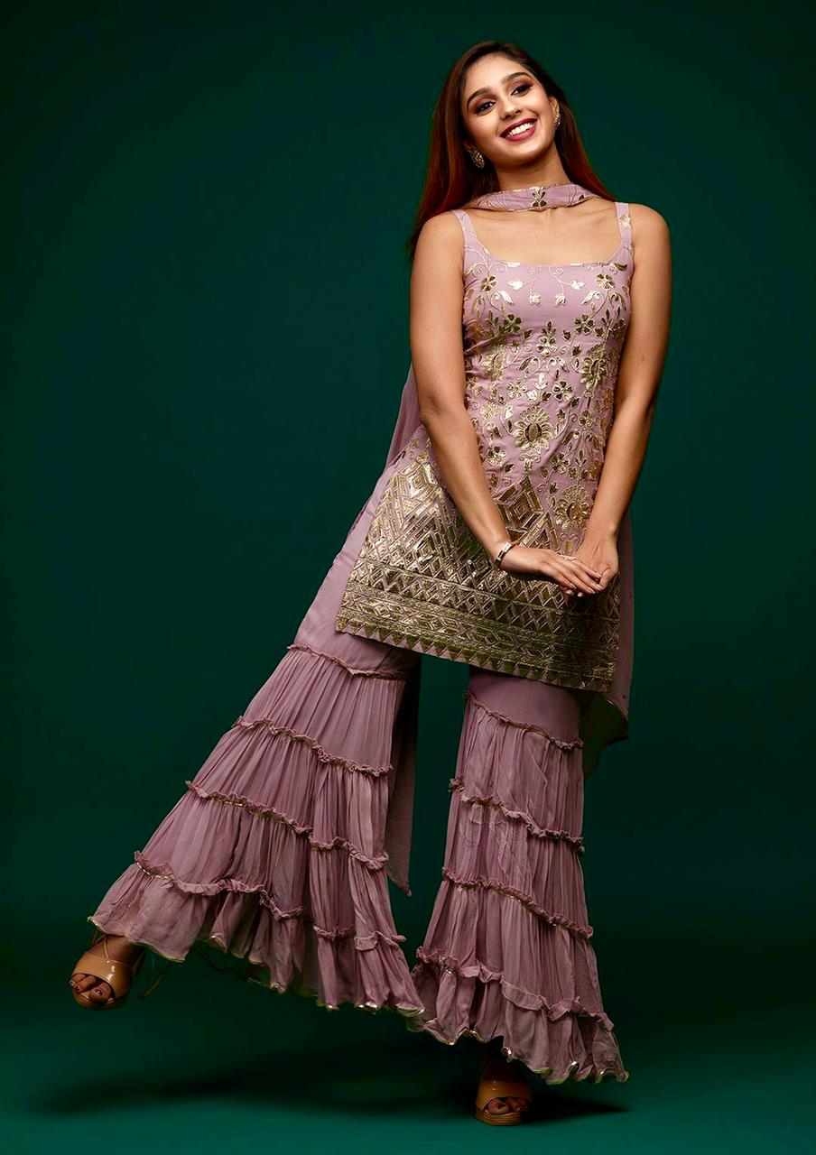 Women's Indigo Cotton Short kurti Sharara set with Dupatta at Rs 5415 |  Sharara Suit | ID: 2850582189812