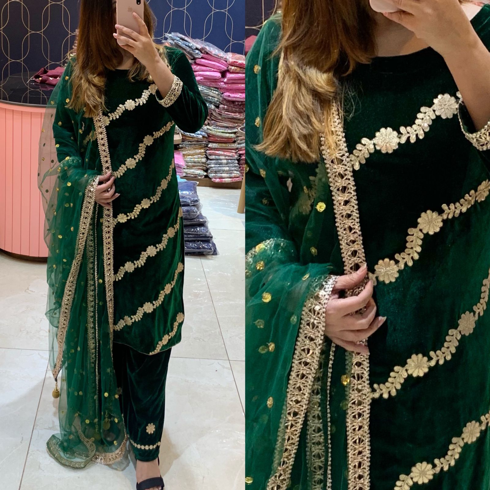 Bottle Green Embroidered Party Wear Palazzo Suits | Latest Kurti Designs