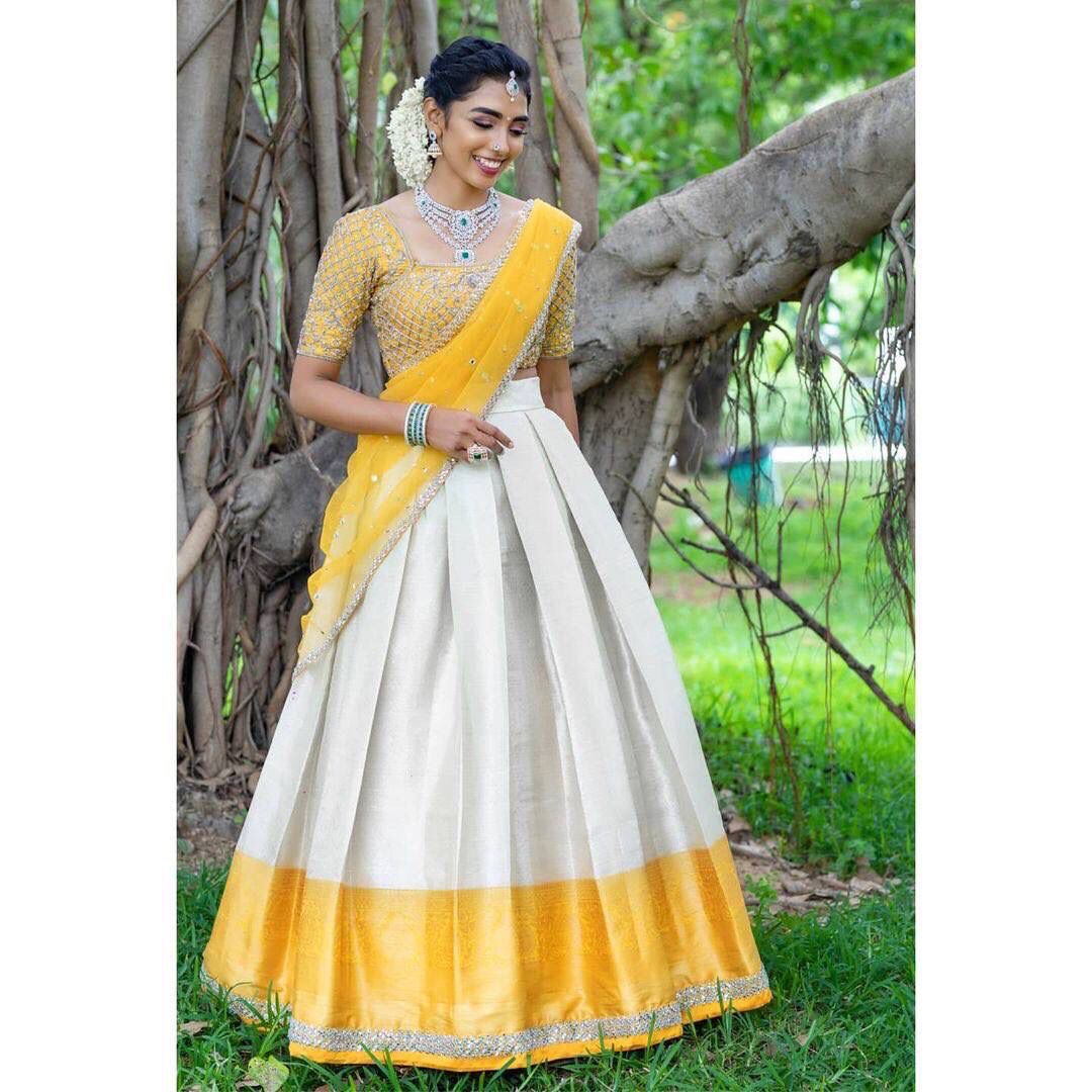 Mehandi Green Half Saree | Half saree lehenga, Half saree designs, Half  saree-anthinhphatland.vn