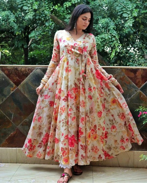 Buy Mona Design Studio Anarkali Ethnic Floral Print designer Long Gown  Latest India Gown Dress for Women-L|Green Online at Best Prices in India -  JioMart.
