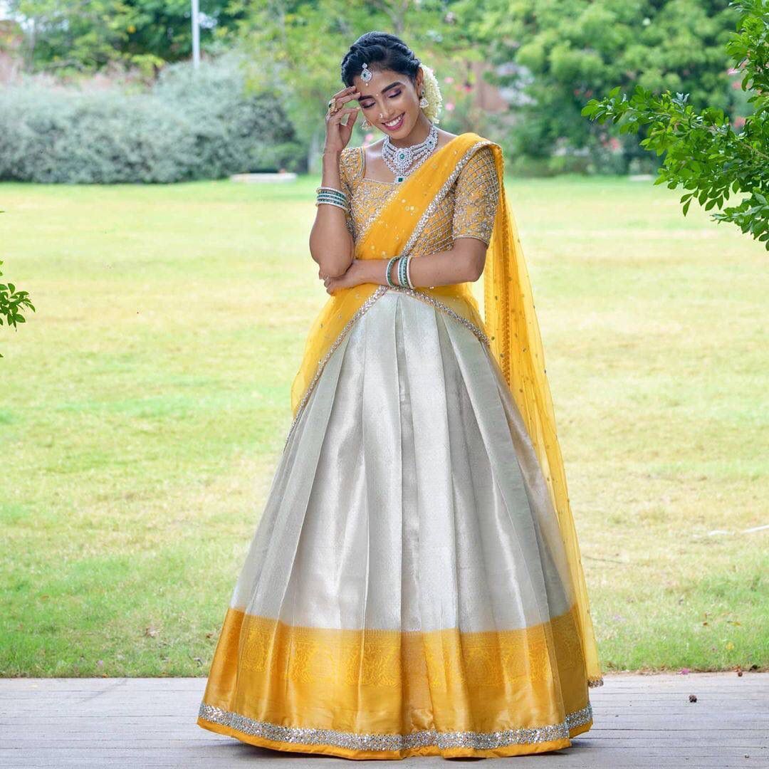 Gorgeous pure Banarasi lehanga/ Half saree with self weaving design Du –  siyarasfashionhouse
