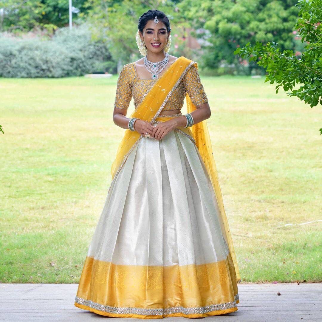 Two piece sari | Saree designs, Indian fashion, India fashion