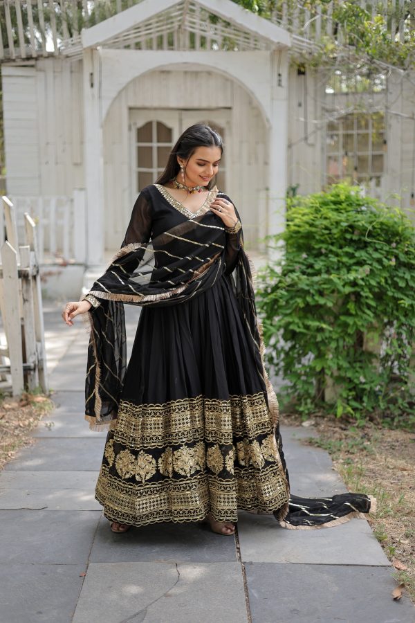 NEW BLACK GOWN WITH DUPATTA GEORGETTE GOWN FOR WOMEN DRESS FOR WOMEN GIFT |  eBay