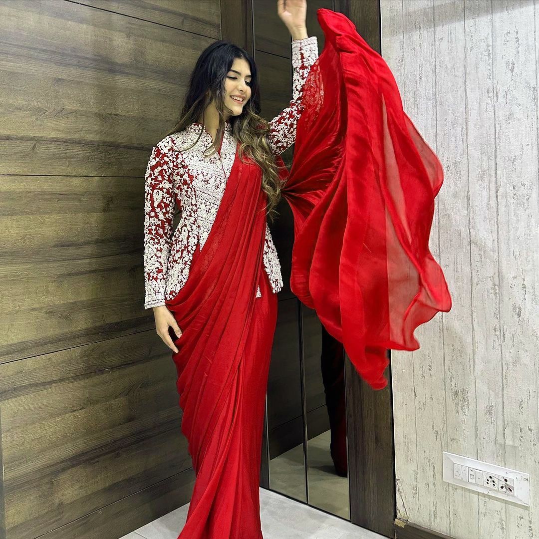 Girl's Ethnic Annaprashan Bengali style Banarasi Red Ready to Wear Pre –  ShopBollyWear.Com